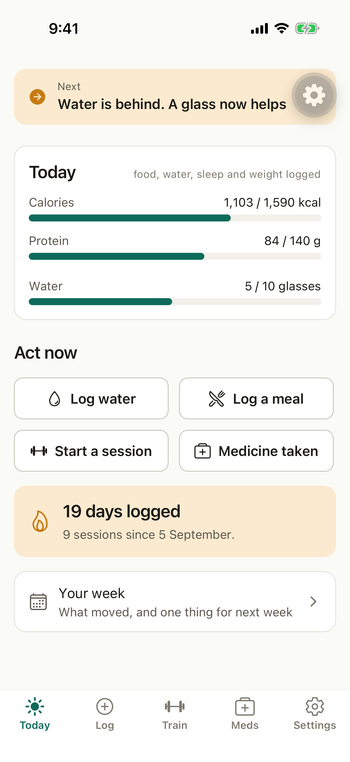 Today with a nineteen-day logging streak